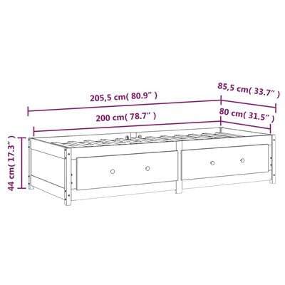 vidaXL Tagesbett Honigbraun 80x200 cm Massivholz Kiefer