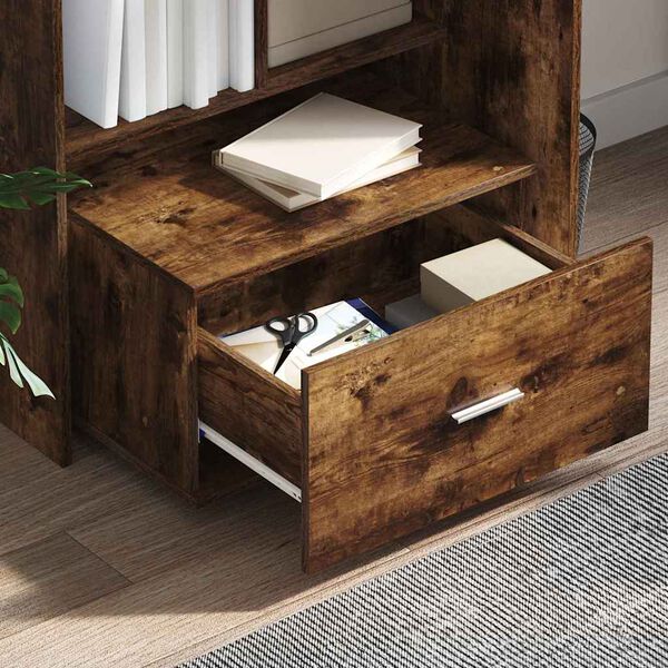vidaXL Schreibtisch mit Regal Ger&auml;ucherte Eiche 131,5 x 50 x 106,5 cm