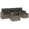 vidaXL 6-tlg. Garten-Sofagarnitur mit Kissen Grau Poly Rattan