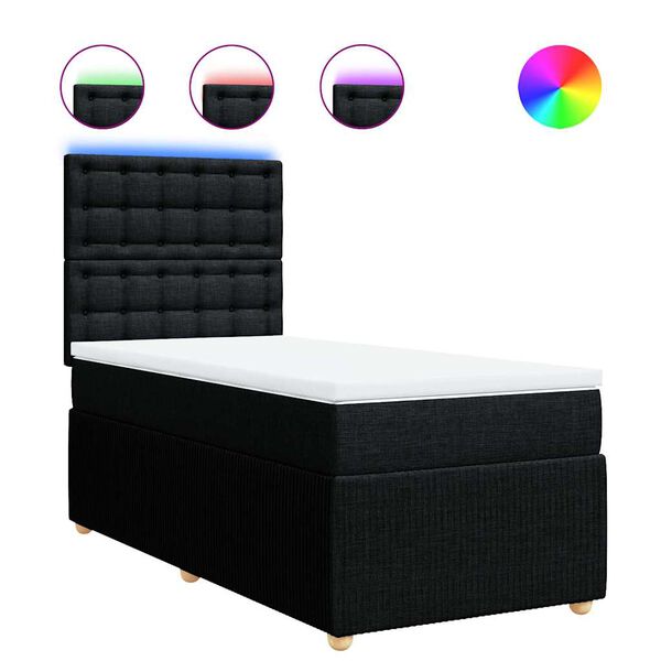 vidaXL Boxspringbett mit Matratze Schwarz 100x200 cm Stoff