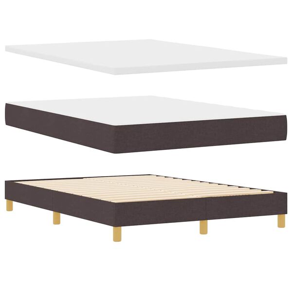 vidaXL Boxspringbett mit Matratze Dunkelbraun 190 x 140 cm Polyester