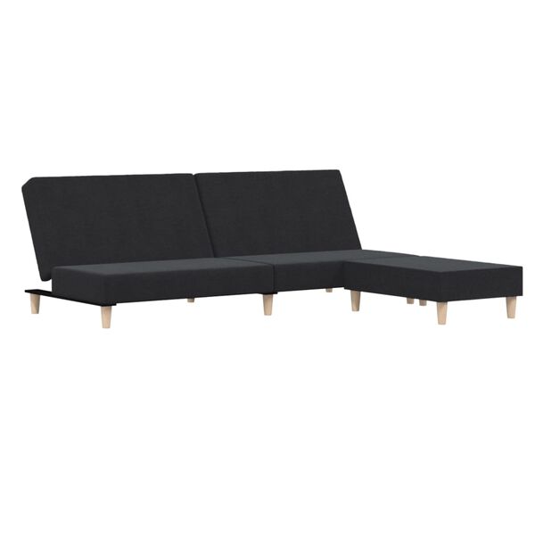 vidaXL Schlafsofa 2-Sitzer mit Fu&szlig;hocker Schwarz Stoff