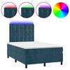 vidaXL Boxspringbett mit Matratze & LED Dunkelblau 120x190 cm Samt