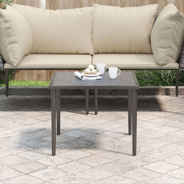 vidaXL Gartentisch Grau 48x48x37 cm Stahl
