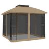 vidaXL Pavillon mit Doppeldach & Netzw&auml;nden Taupe 2,94x2,94 m Stahl