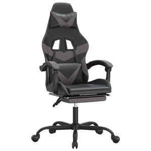 vidaXL Gaming-Stuhl mit Fu&szlig;st&uuml;tze Schwarz und Grau Kunstleder