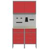 vidaXL Werkbank mit Schubladen 5 pcs Rot Ingenieure Holz und Stahl