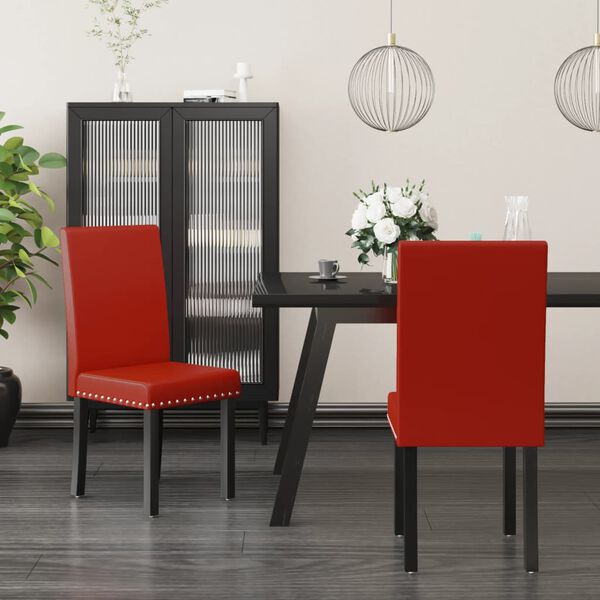 vidaXL Esszimmerst&uuml;hle 2 Stk. Weinrot PVC