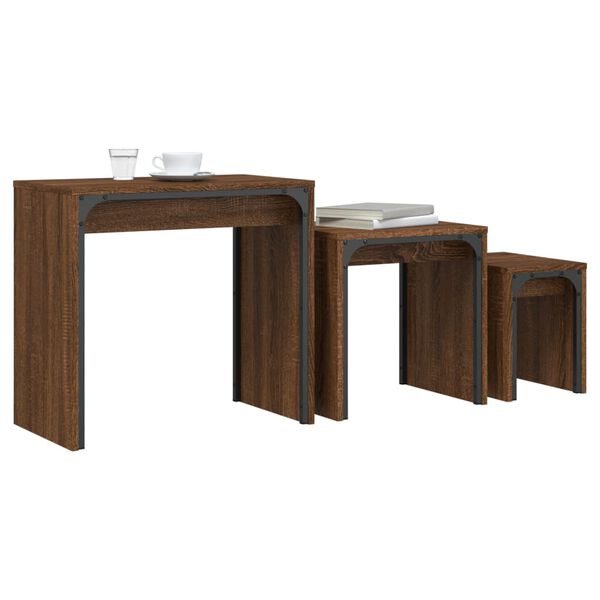 vidaXL Satztische 3 Stk. Braun Eichen-Optik Holzwerkstoff