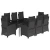 vidaXL 9-tlg. Garten-Essgruppe mit Kissen Schwarz Poly Rattan