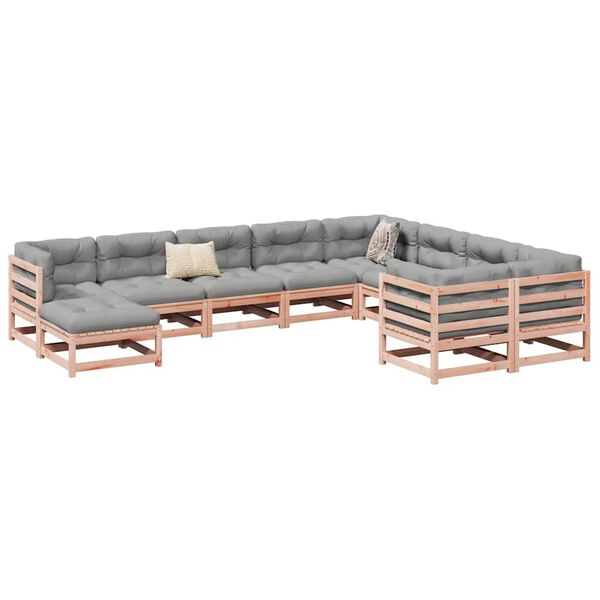 vidaXL 10-tlg. Garten-Sofagarnitur mit Kissen Massivholz Douglasie