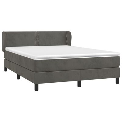 vidaXL Boxspringbett mit Matratze Dunkelgrau 140x200 cm Samt