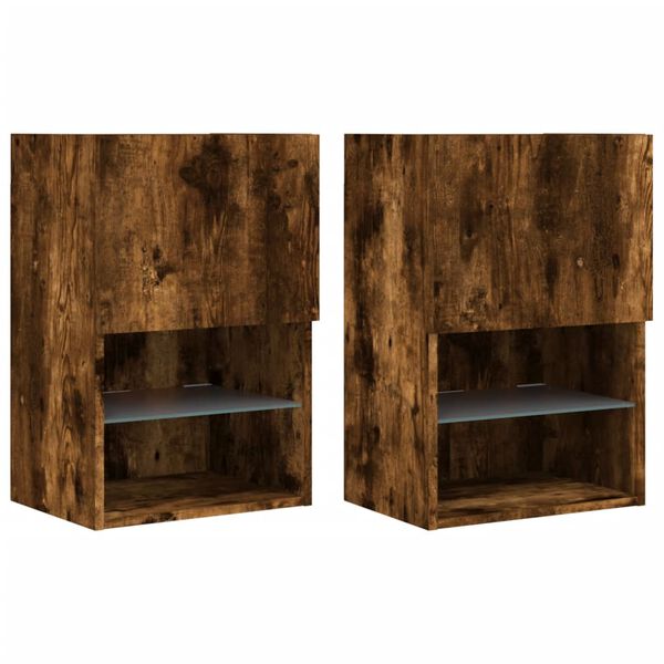 vidaXL TV-Schr&auml;nke mit LED-Leuchten 2 Stk. R&auml;uchereiche 40,5x30x60 cm