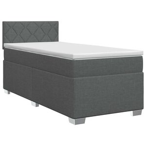 vidaXL Boxspringbett mit Matratze Dunkelgrau 90 x 190 cm Stoff