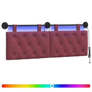 vidaXL H&auml;ngendes Kopfteil Mit LED Licht Weinrot Stoff