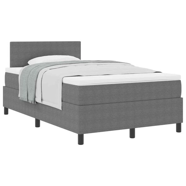 vidaXL Boxspringbett Hellgrau und Wei&szlig; 120 x 200 cm Cordstoff