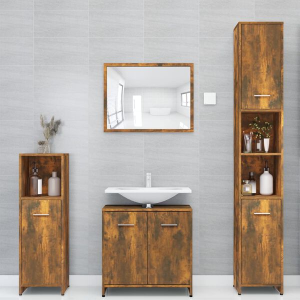 vidaXL Badezimmerschrank R&auml;uchereiche 30x30x183,5 cm Holzwerkstoff