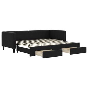 vidaXL Tagesbett Ausziehbar mit Schubladen Schwarz 80x200 cm Stoff
