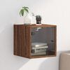 vidaXL Nachttisch mit Glast&uuml;r Braun Eichen-Optik 35x37x35 cm
