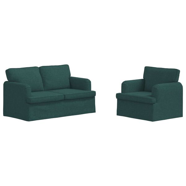 vidaXL Sofa 120cm 2 pcs Dunkelgr&uuml;n Metall