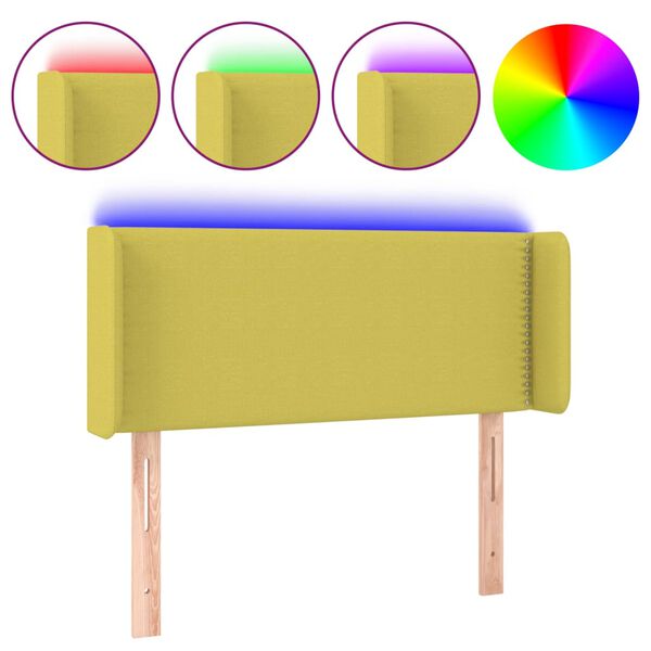vidaXL LED Kopfteil Gr&uuml;n 83x16x78/88 cm Stoff