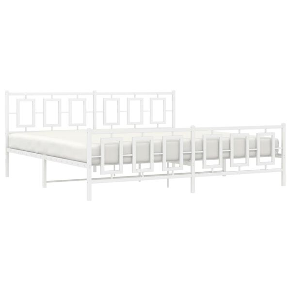 vidaXL Bettgestell mit Kopf- und Fu&szlig;teil Metall Wei&szlig; 193x203 cm