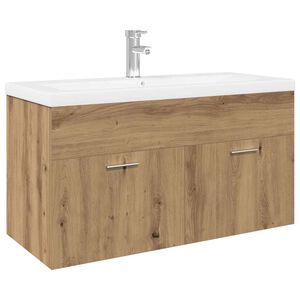 vidaXL Waschbeckenunterschrank mit Einbaubecken Artisan-Eiche