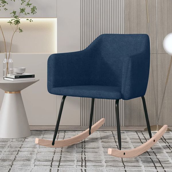 vidaXL Schaukelstuhl Blau Stoff
