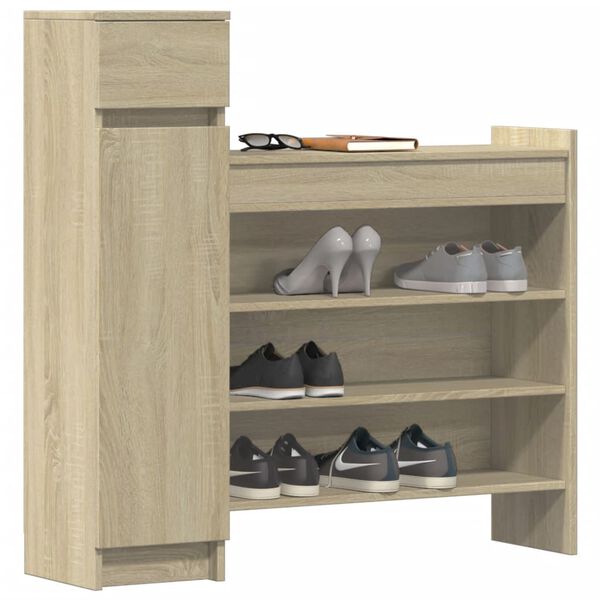 vidaXL Schuhschrank Sonoma-Eiche 100,5x28x100 cm Holzwerkstoff
