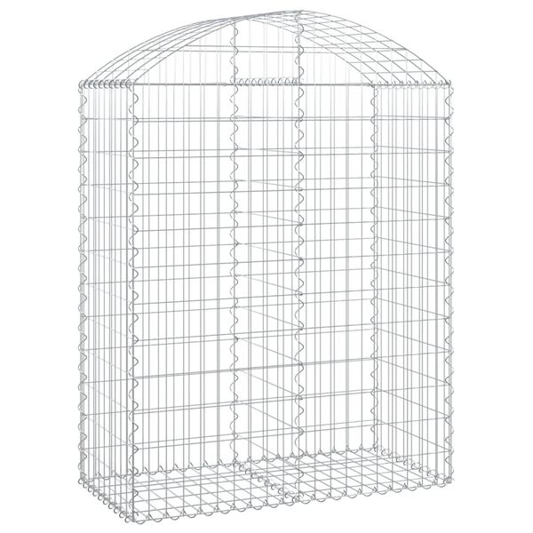 vidaXL Gabione mit Hochbogen 100x50x120/140 cm Verzinktes Eisen