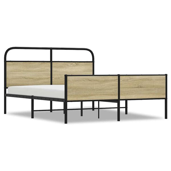 vidaXL Metallbett ohne Matratze Sonoma-Eiche 160x200 cm