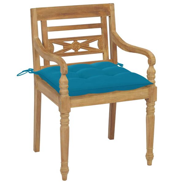 vidaXL Batavia-St&uuml;hle 2 Stk. mit Hellblauen Kissen Teak Massivholz