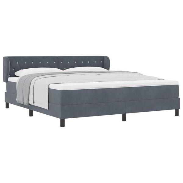 vidaXL Boxspringbett mit Matratze Dunkelgrau 180 x 200 cm Samt