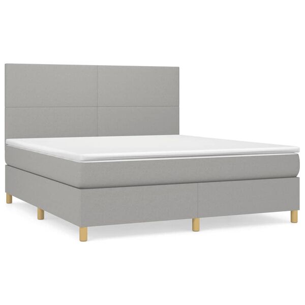 vidaXL Boxspringbett mit Matratze Hellgrau 160x200 cm Stoff