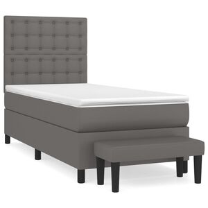 vidaXL Boxspringbett mit Matratze Grau 100x200 cm Kunstleder