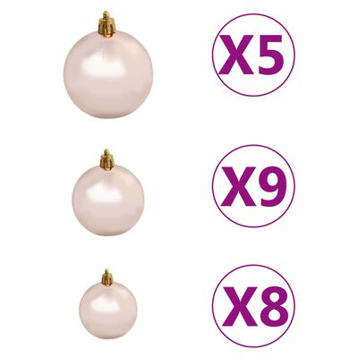 vidaXL Künstlicher Weihnachtsbaum Beleuchtung & Kugeln Rot 150 cm