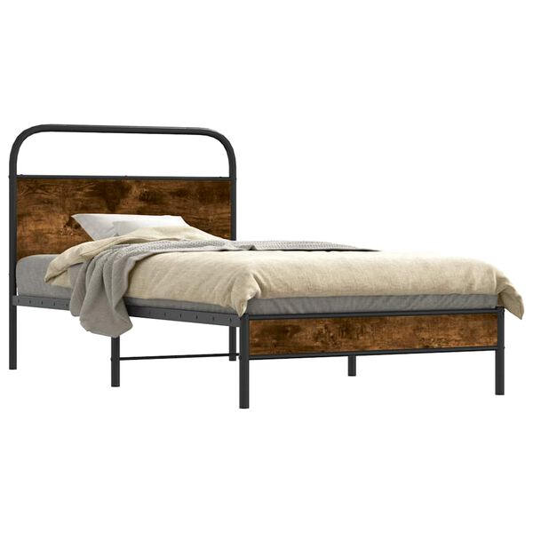 vidaXL Bettgestell ohne Matratze 90x200 cm R&auml;uchereiche Holzwerkstoff