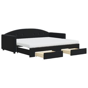 vidaXL Tagesbett Ausziehbar mit Schubladen Schwarz 90x190 cm Samt