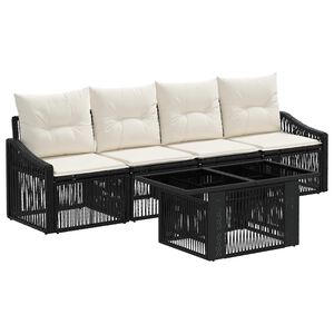 vidaXL Gartensofa-set 5 stk. Schwarz und Cremewei&szlig; Poly-Rattan