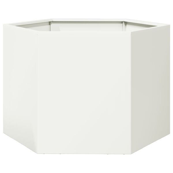 vidaXL Pflanzk&uuml;bel Wei&szlig; Sechseckig 69x60x45 Stahl