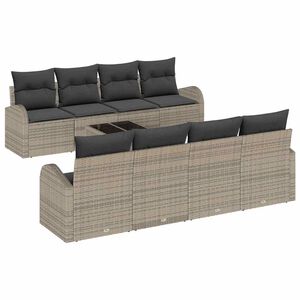 vidaXL Gartensofa-set 9 Stk. 8-Sitzanzahl Grau Poly-Rattan