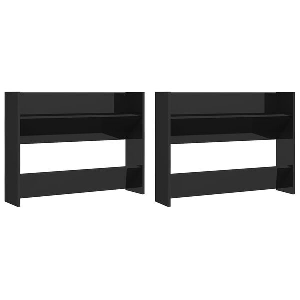 vidaXL Wand-Schuhschr&auml;nke 2 Stk. Hochglanz-Schwarz 80x18x60cm