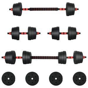 vidaXL 2-in-1 Hantelset 30kg Schwarz und Rot Zement und Eisensand