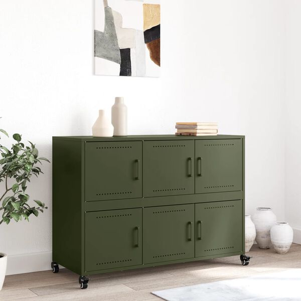 vidaXL Sideboard Olivgrün 100,5x39x72 cm Stahl
