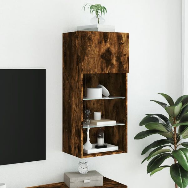 vidaXL TV-Schrank mit LED-Leuchten R&auml;uchereiche 40,5x30x90 cm