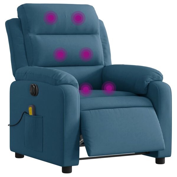vidaXL Massagesessel Elektrisch Blau Samt