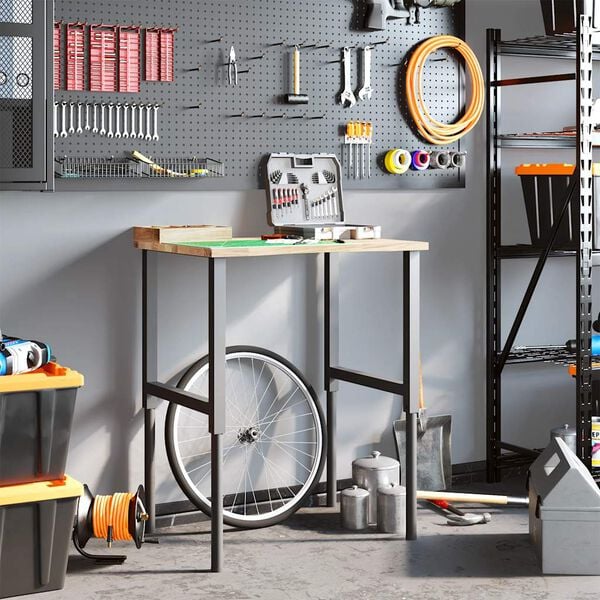 vidaXL Werkbank 80x60x(71,5-98) cm Massivholz Eiche