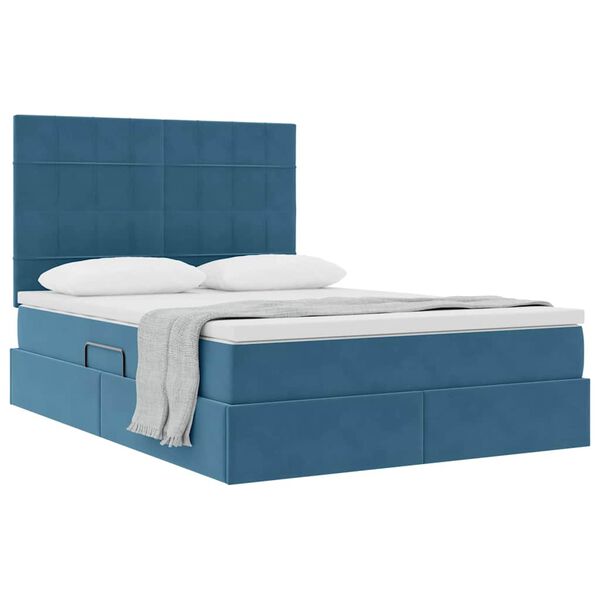 vidaXL Aufbewahrungsbett mit Matratze Dunkelblau 140 x 200 cm Samt