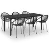 vidaXL 7-tlg. Garten-Essgruppe PVC Rattan Schwarz