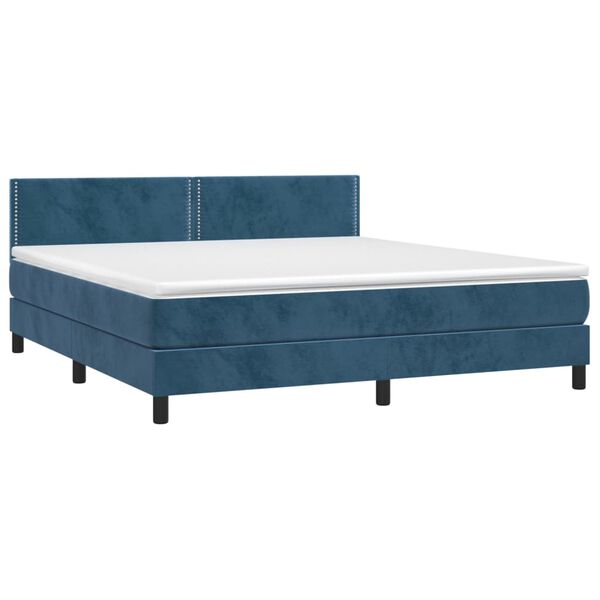 vidaXL Boxspringbett mit Matratze Dunkelblau 160x200 cm Samt